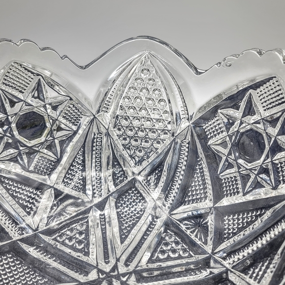 Early American Brilliant Cut Glass Hobstar Sawtooth Bowl Antique - Picture 5 of 8